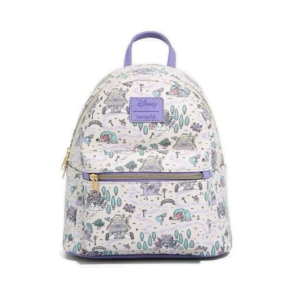Disney Loungefly Mini Backpack Alice in Wonderland Map Treehouse Pastel Purple